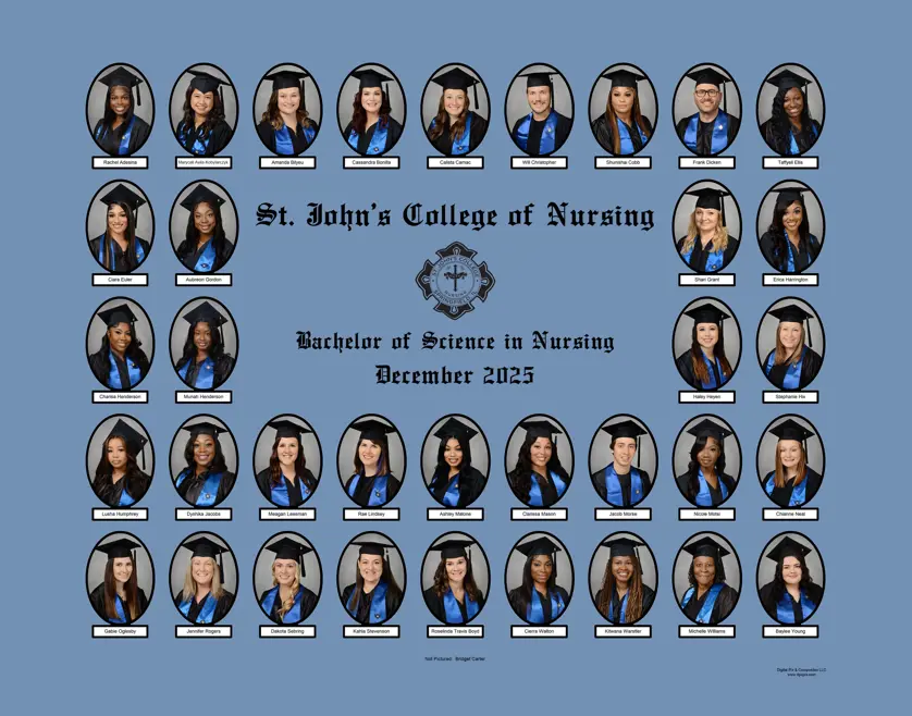 Class composite for St. John's College of Nursing Bachelor of Science in Nursing program, December 2025. 