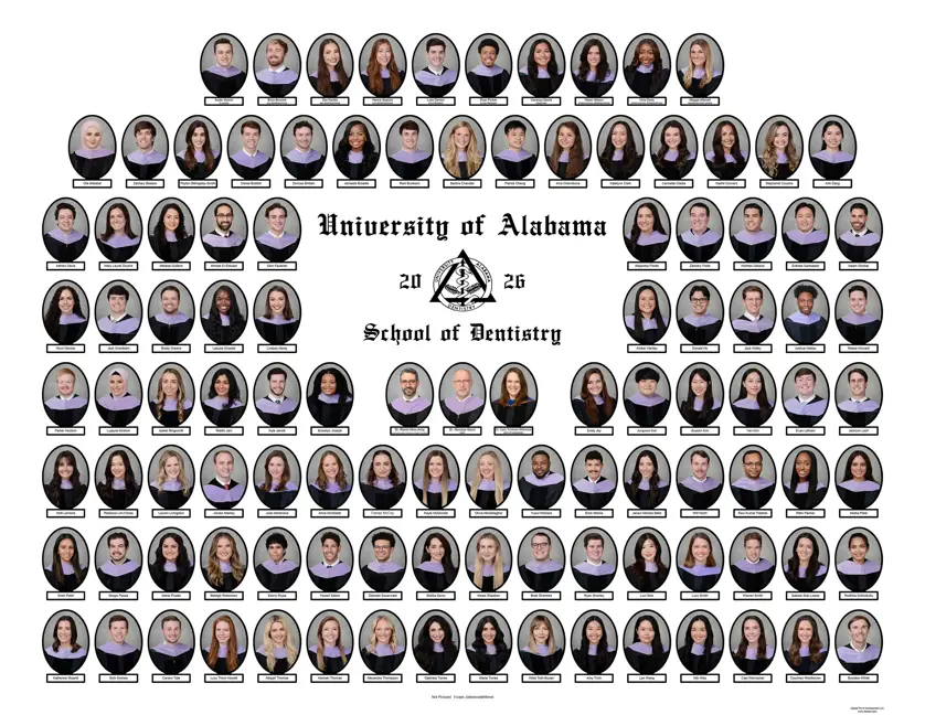 Class composite for the University of Alabama School of Dentistry, Class of 2026. 