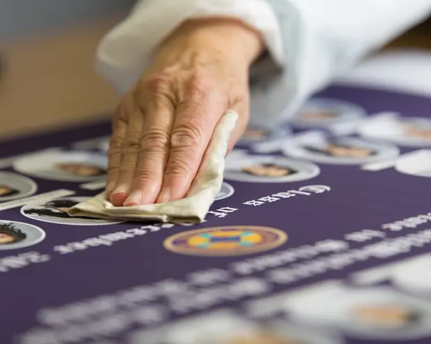 Close-up of an employee hand wiping down a composite to show quality and care. 