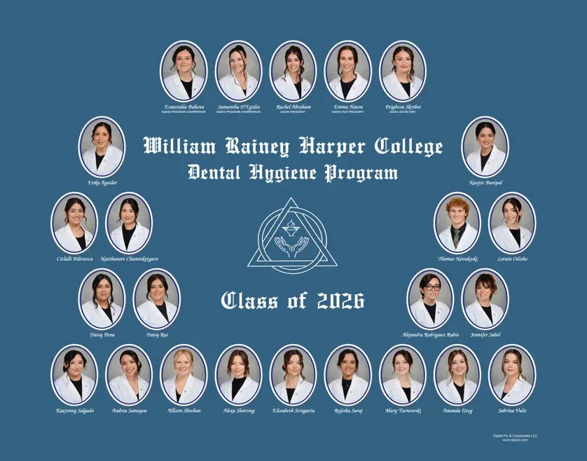 Class composite for William Rainey Harper College Dental Hygiene Program, Class of 2026. 