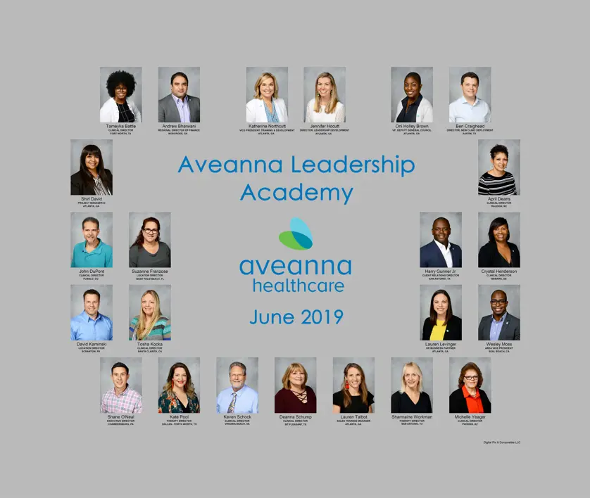 Healthcare professionals in a composite on a gray background. 
